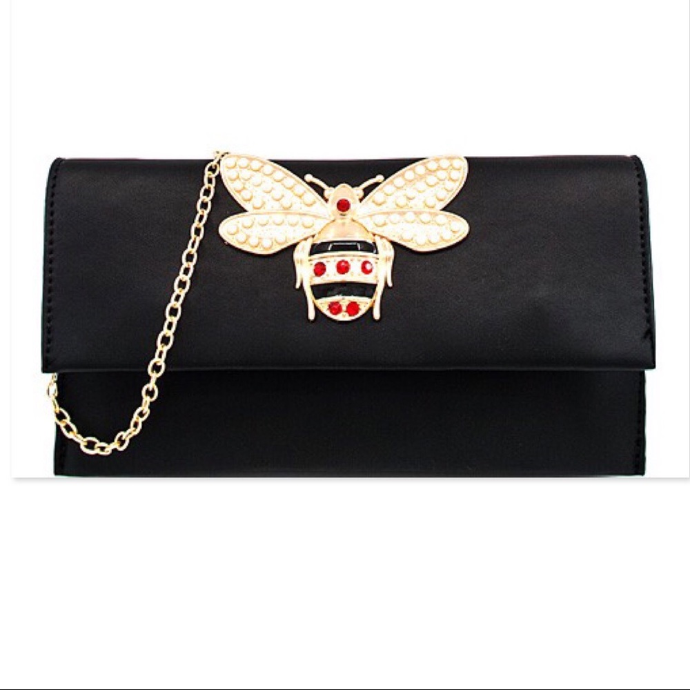BLACK BEE DETAIL CLUTCH BAG